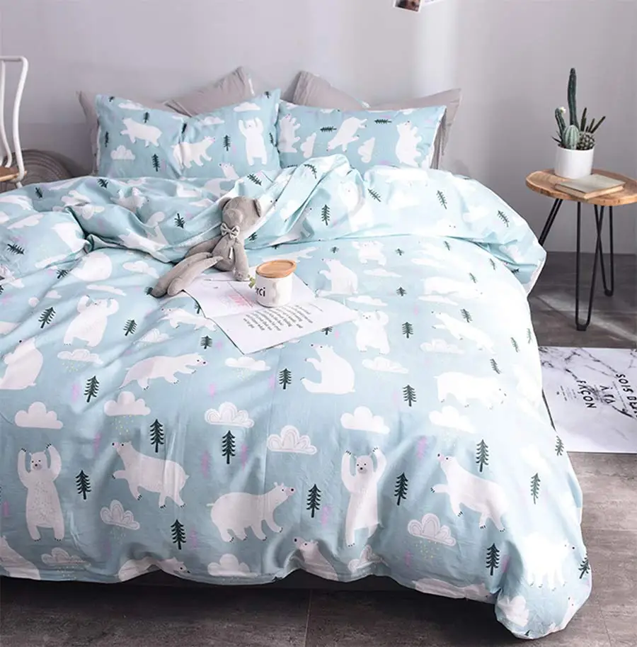 Cartoon polar bear bedding set child boy,twin full queen king single