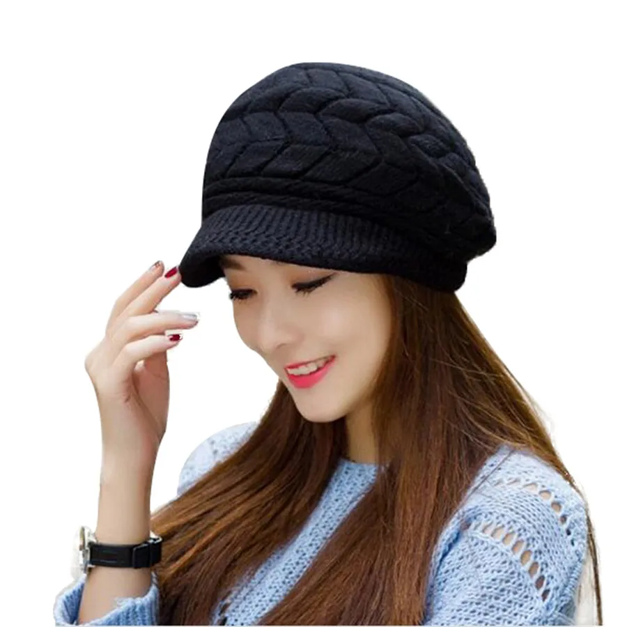 

Elegant Womens Winter Rabbit Fur Hat Female Fall Knitted Hats For Woman Cap Autumn And Winter Ladies Fashion Skullies Beanies 30