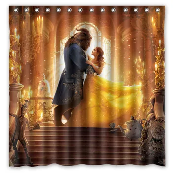 

Beauty and the Beast Customized Bath Shower Curtain Waterproof Mildewproof Polyester Fabric Bathroom Curtains 180*180cm