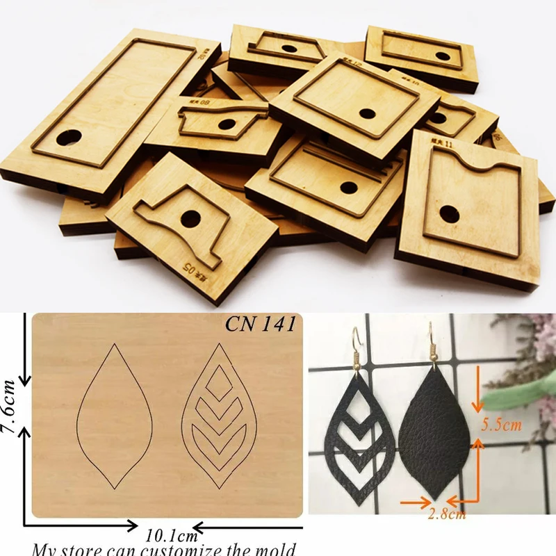 $14.68 DIY leather craft leaf design ear ring design knife mould cutter hand machine punch tool pattern 2pcs/set