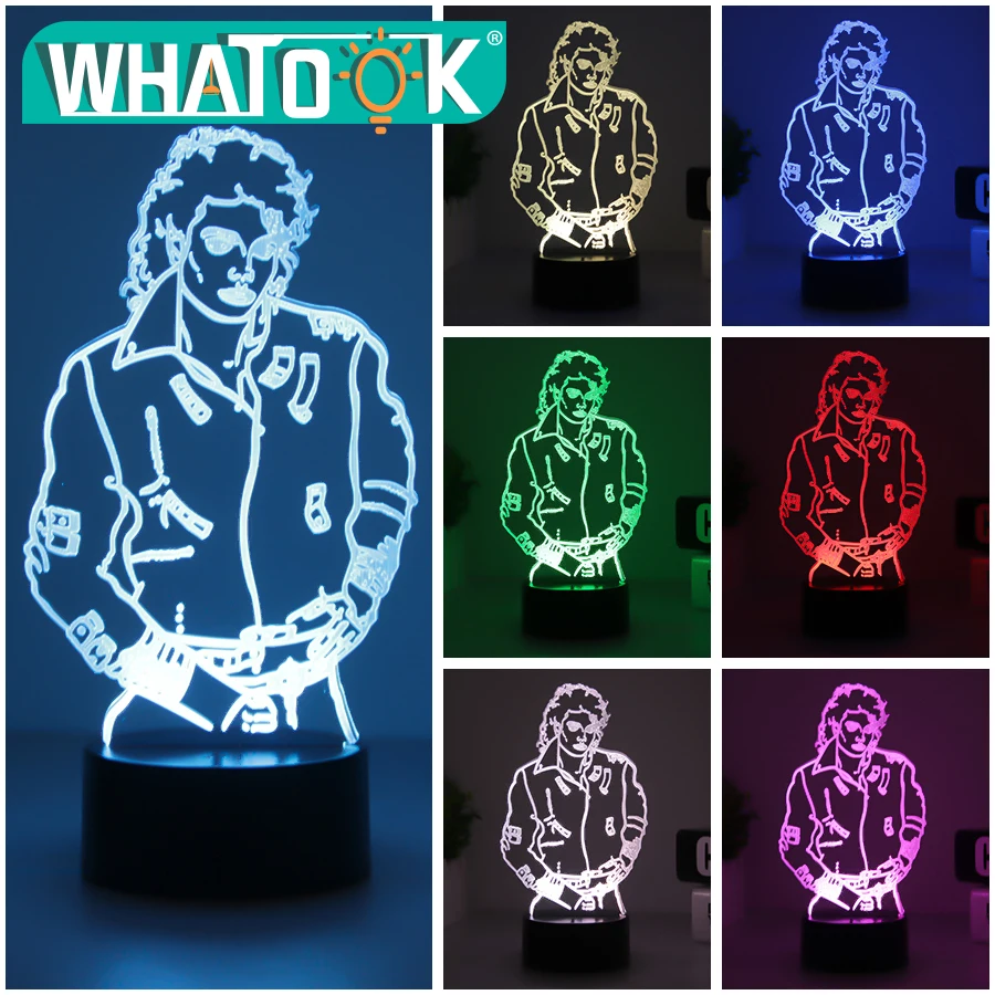 MJ Майкл Джексон знак 3D иллюзия светильник s настольная лампа 7 цветов Изменение Акриловые USB led Детская комната Декор ночной Светильник