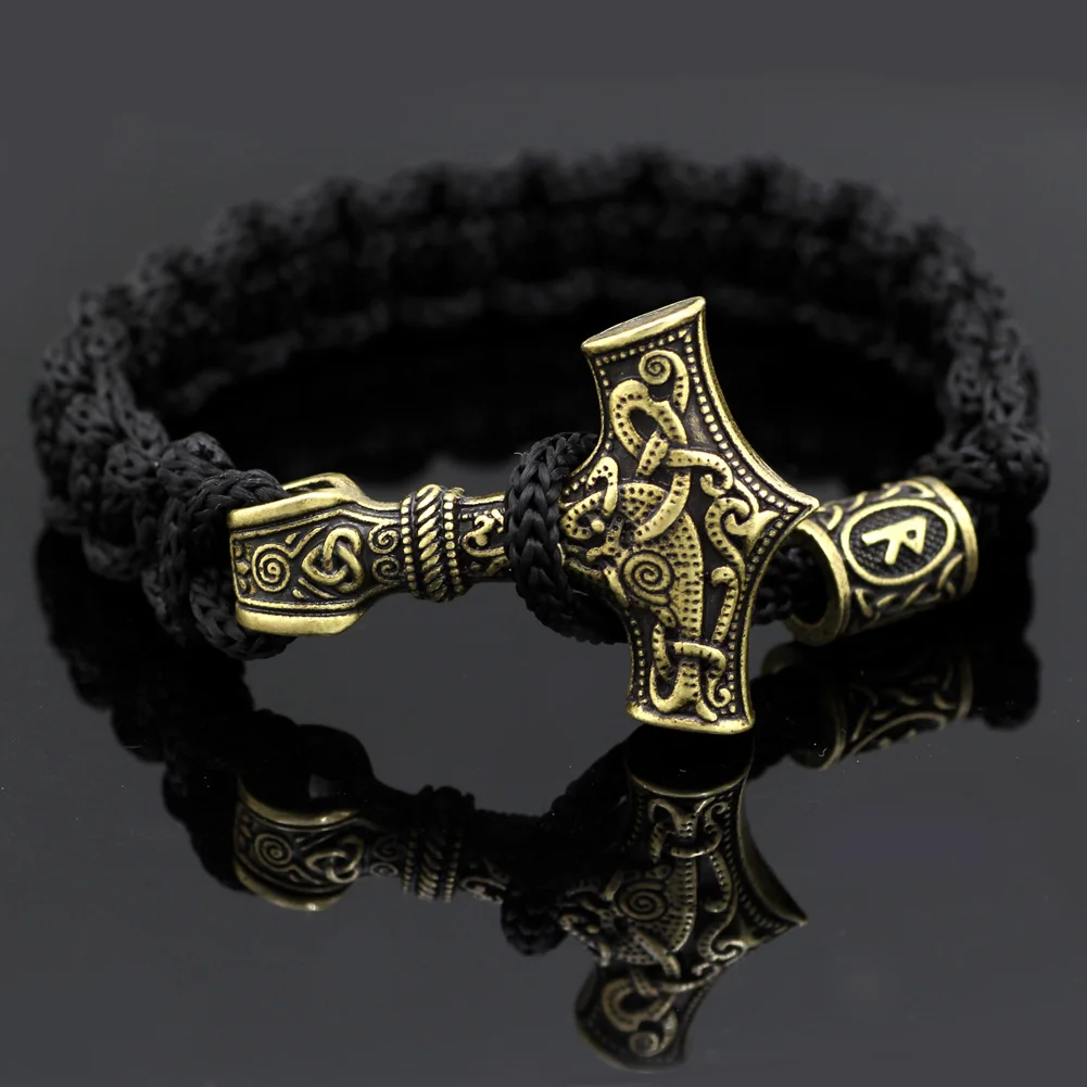 

Dropshipping 1pcs handmade thor's hammer mjolnir bracelet viking scandinavian norse bracelet Men gift