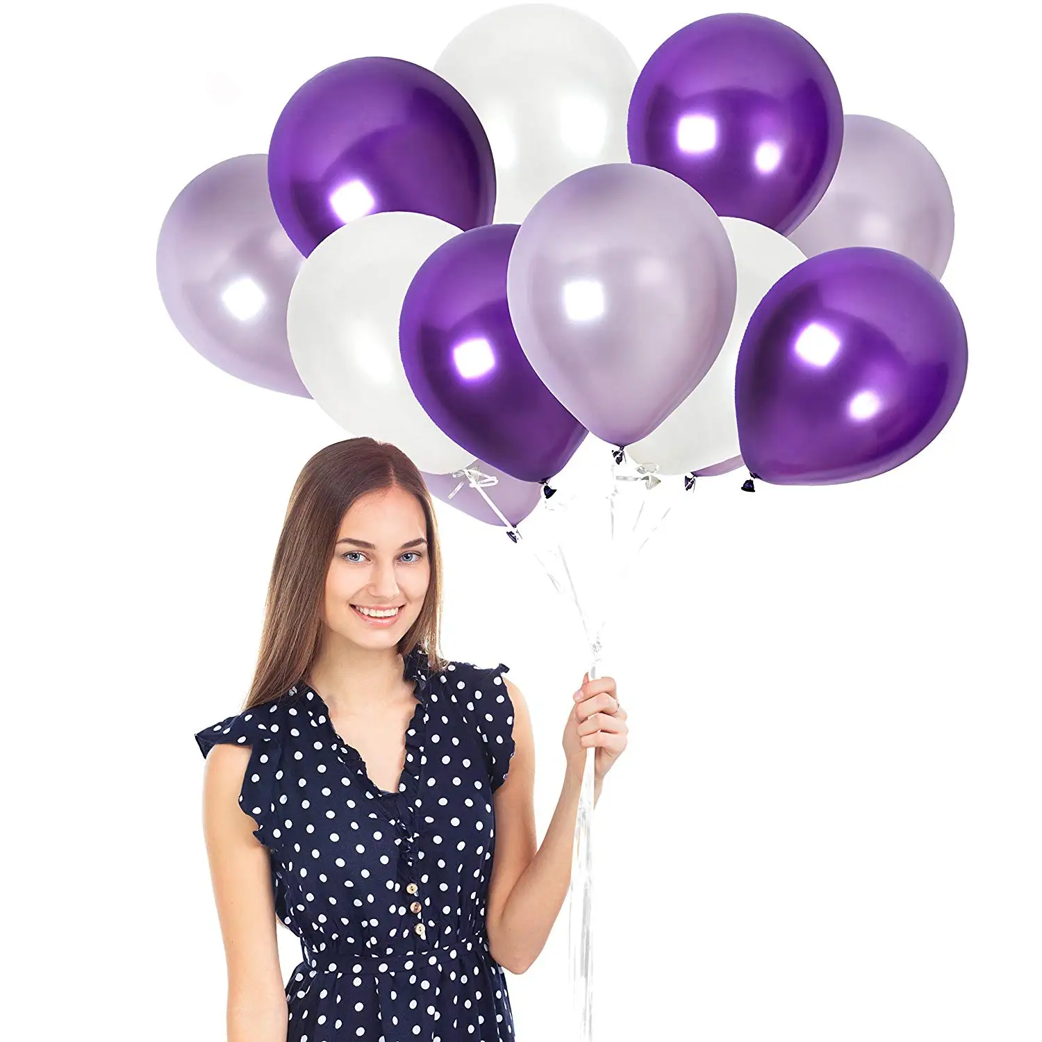 METABLE Pack of 100 Pearl White Purple Balloons 12 Inch Lilac Lavender