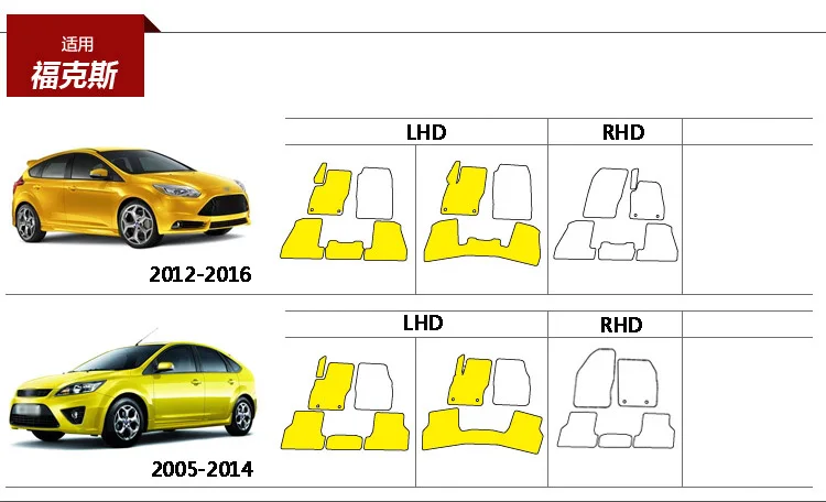 Savanini Премиум ткань нейлон моющиеся автомобильные коврики ковер для Ford Focus 2005