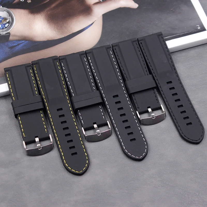 

Watch accessories men's silicone strap 26mm ladies outdoor sports and leisure waterproof natural rubber strap buckle