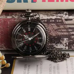 Модные очаровательные черные карманные часы римская цифра Красный цифровой циферблат кварцевые часы кулон цепочки и ожерелья мужские и