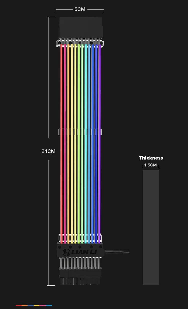 LIANLI Rainbow 5 в RGB удлинитель питания используется для 24PIN к материнской плате или 8PIN+ 8PIN к GPU/кабель передачи/Поддержка 3PIN коннектор