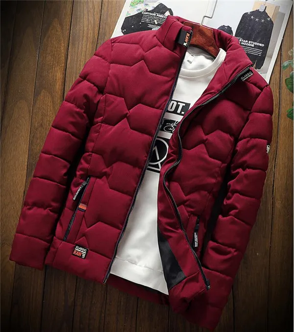 Rlyaeiz мужская зимняя куртка теплая Повседневная универсальная хлопковая стеганая однотонная мужская куртка 5 цветов размера плюс 4XL парка с воротником-стойкой для мужчин
