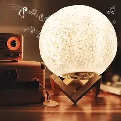 3D печатных Луны свет лампы Перезаряжаемые со встроенным Bluetooth Динамик 3/7 видов цветов светодиодный ночник затемнения романтический