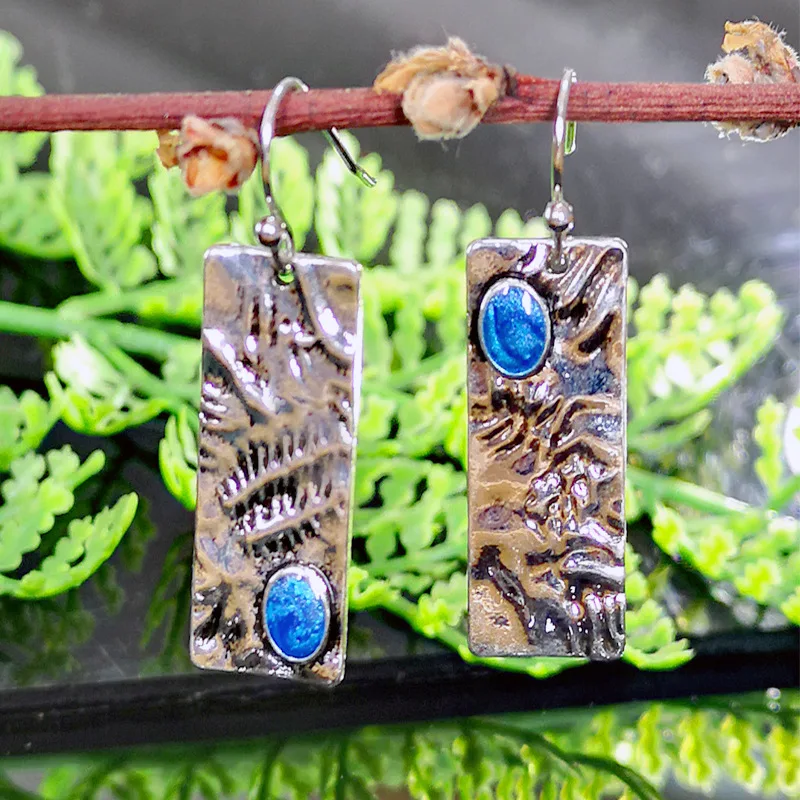 Индийские украшения металла Vintage Opal серьги 2019 Boho античный этнический Серебряный