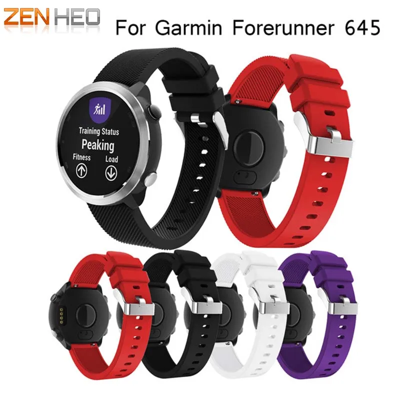 

ZENHEO Soft Silicone Watch Strap Band For Garmin Forerunner 645 Smart Watch Replacement Accessories Bracelet 20mm Wristband