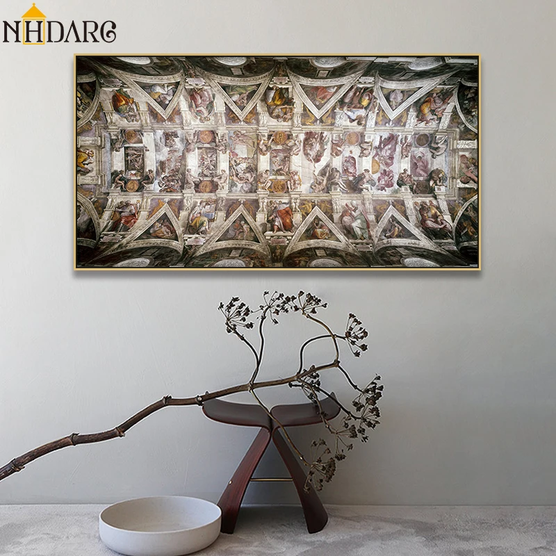 Us 7 14 35 Off Sistine Chapel Ceiling Fresco Of Michelangelo Posters And Prints Canvas Art Painting Wall Picture For Living Room Home Decor In