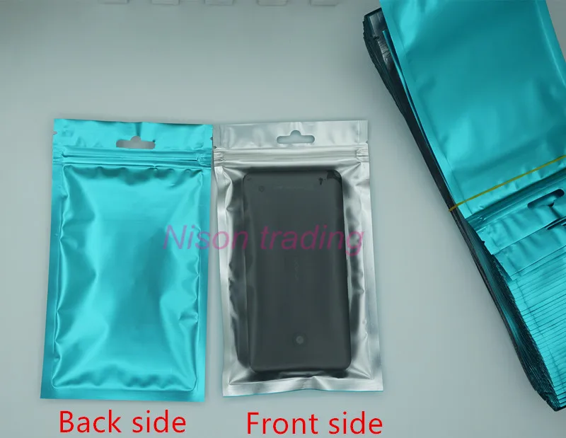 

9x15cm 100pcs front matte clear back blue aluminium foil ziplock bag pack coffee, surface frosted zipper resealable coconut sack