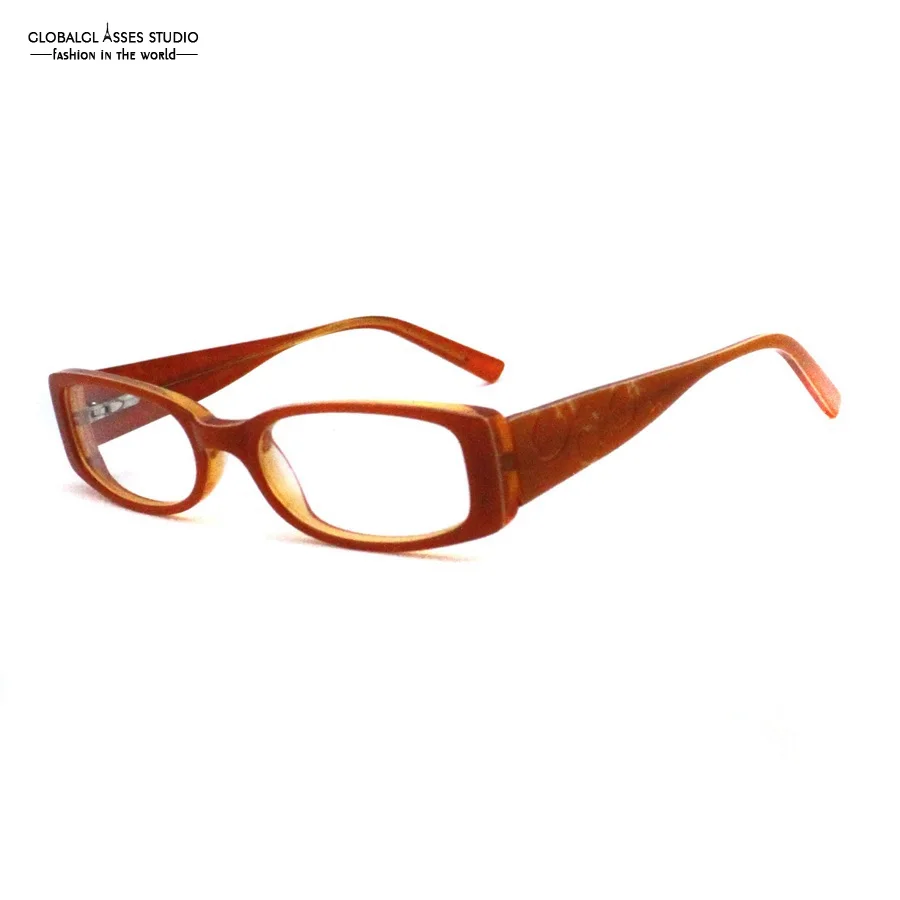 

Cute Kids' Frame Girl Acetate Rectangular Lens Spring Hinge Brown Wide Temple Prescription Myopia Optical Glasses Frame Spice C4