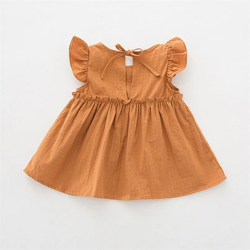 Мягкая дышащая блузка для новорожденных девочек летняя кружевная рубашка с оборками и рукавами для малышей хлопковые рубашки для маленьких девочек - Цвет: pumpkin