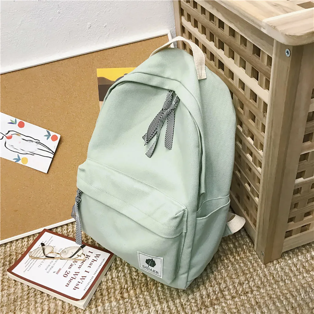 

ISHOWTIENDA Women Small Fresh Canvas Student Bag Large Capacity Casual Zippert Backpack mochila feminina plecak