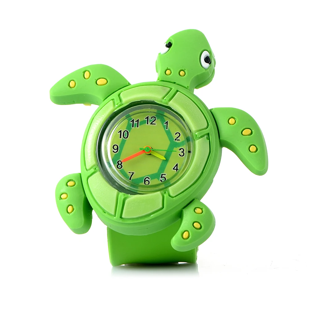 Горячие 3D 16 животных форма милые детские мультфильм часы Детские Силиконовые кварцевые наручные часы для маленьких девочек и мальчиков более интимный подарок на праздник - Цвет: Turtles