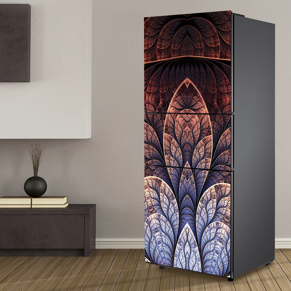 

HD Print 3D Abstract Pattern Poster PVC Waterproof Entire Fridge Sticker Creative Stickers DIY Home Decor Fridge Wall Sticker