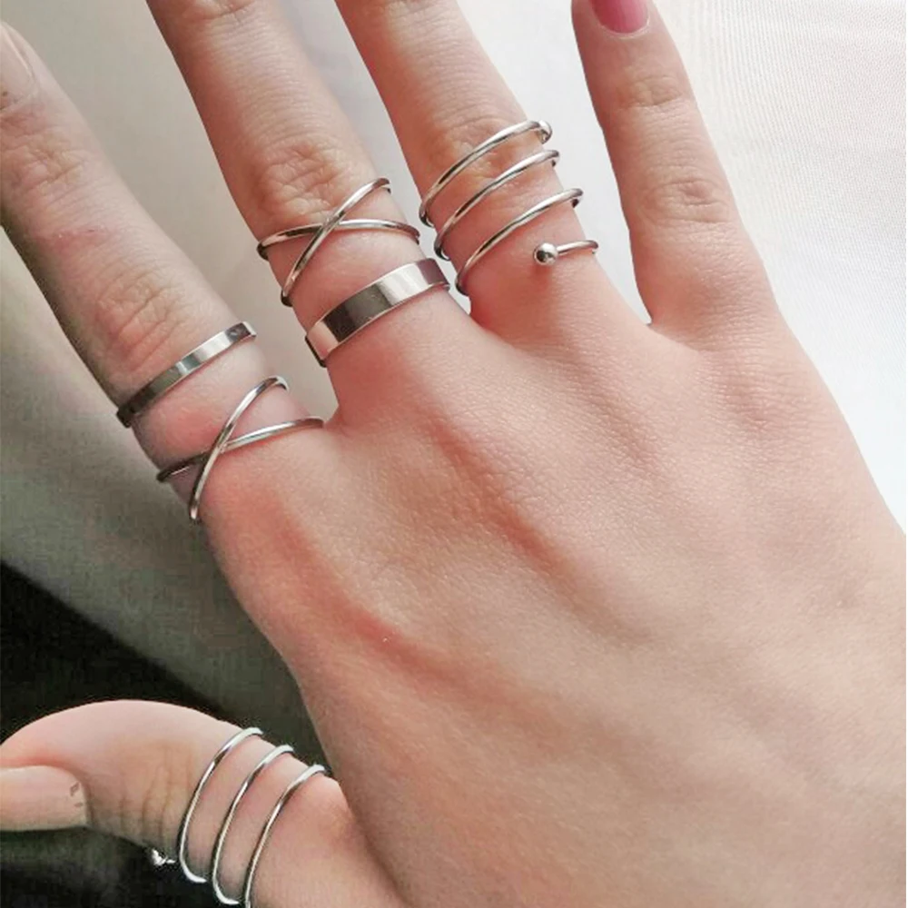 Vienkim 6 шт./компл. уникальный набор колец в стиле панк Золотой Цвет костяшки кольца для женщин, кольцо на палец, подарок
