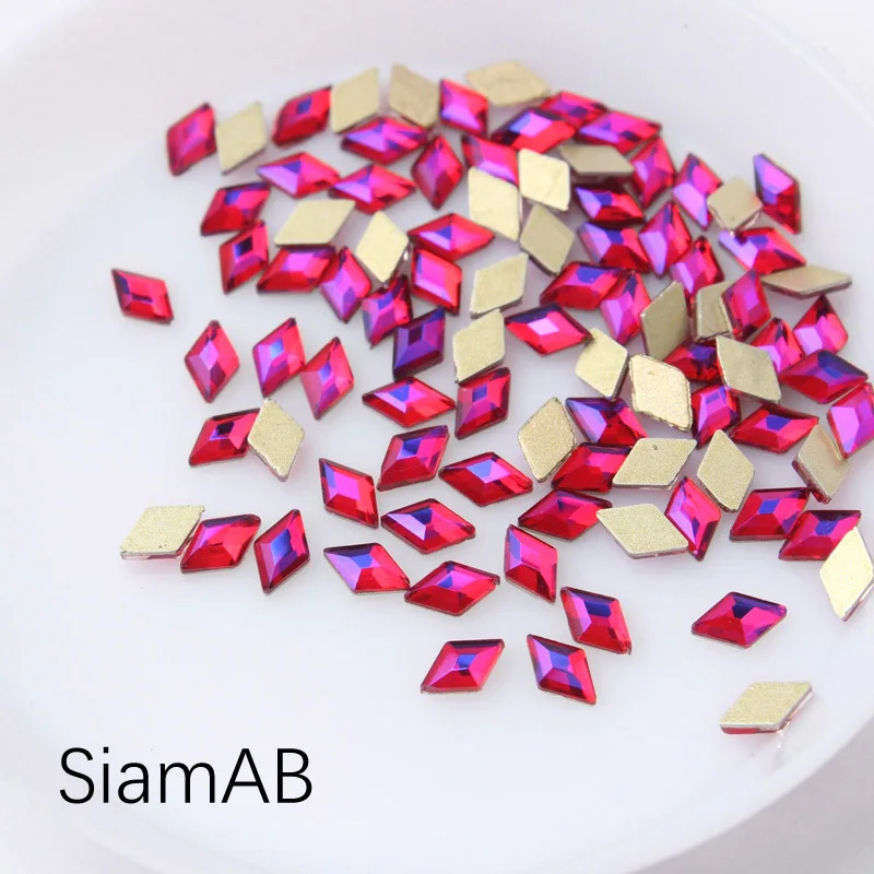 30/100 шт./лот ногтей Стразы 3x5 мм Flatback ромб с цветными камнями для 3D нейл-арта украшения - Цвет: SiamAB