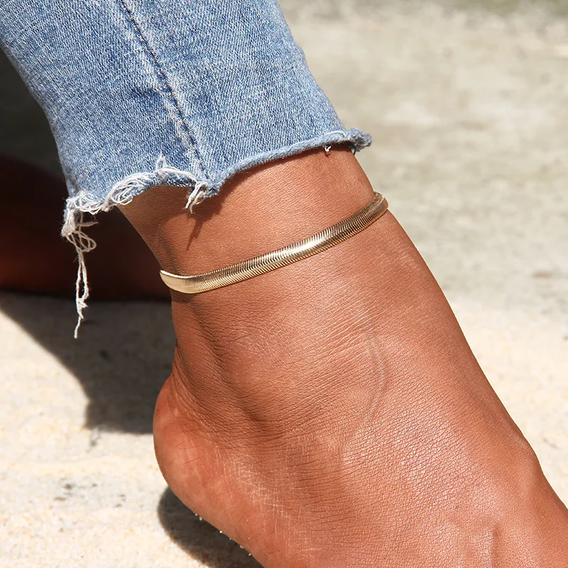 RscvonM женский летний браслет на ногу ювелирные изделия простой: золото, серебро цвет цепи Шарм пляж богемный браслет на лодыжку подарки