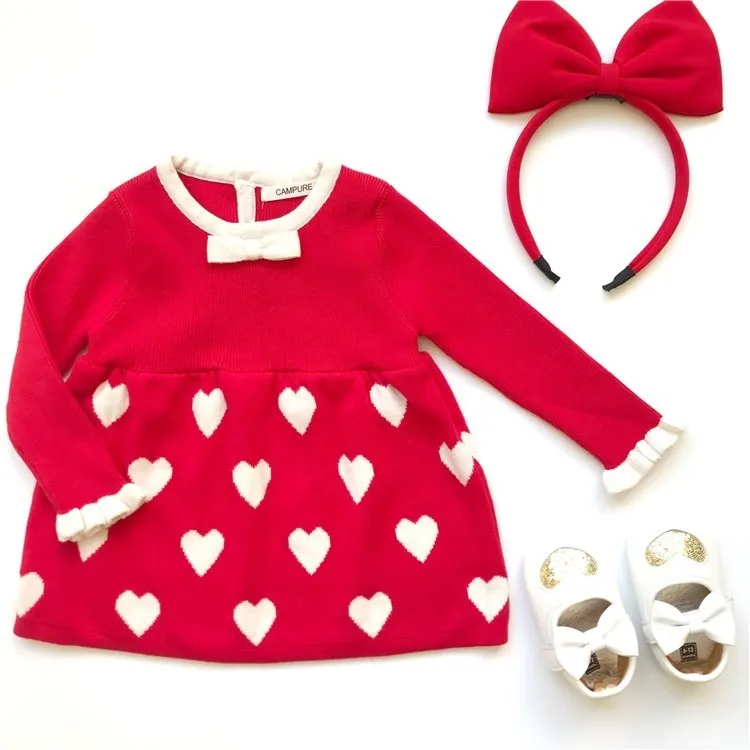 

baby Sweater dress for girls clothing ruffles long sleeve pattern children clothes cute kids knitted pullover boutiques YB