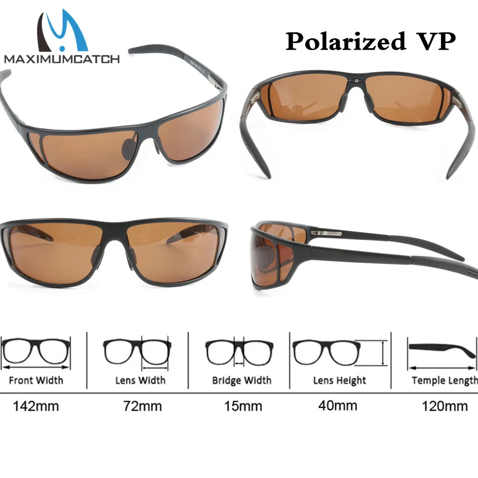 Maximumcatch óculos de sol polarizado, armação de metal de titânio, mosca, pesca, cor cinza/amarelo/marrom