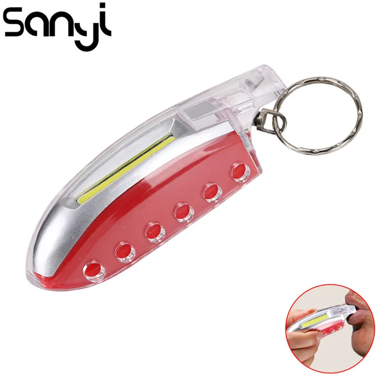 

Portable Mini COB LED Keychain Flashlight Tactical 3 Modes Lighting Pocket Emergency Torch Light With Whistle By 1*AA