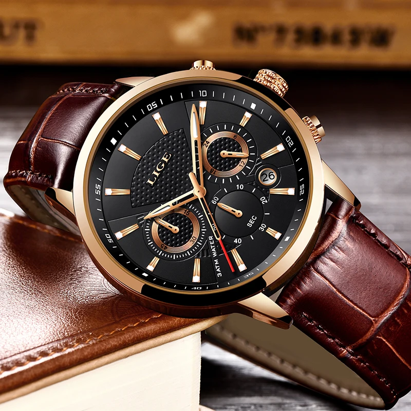 LIGE Mens Watches Top Brand Luxury Leather Casual Quartz Watch Men Military Sport Waterproof Clock Gold Watch Relogio Masculino LIGE Mens Watches Top Brand Luxury Leather Casual Quartz Watch Men Military Sport Waterproof Clock Gold Watch Relogio Masculino