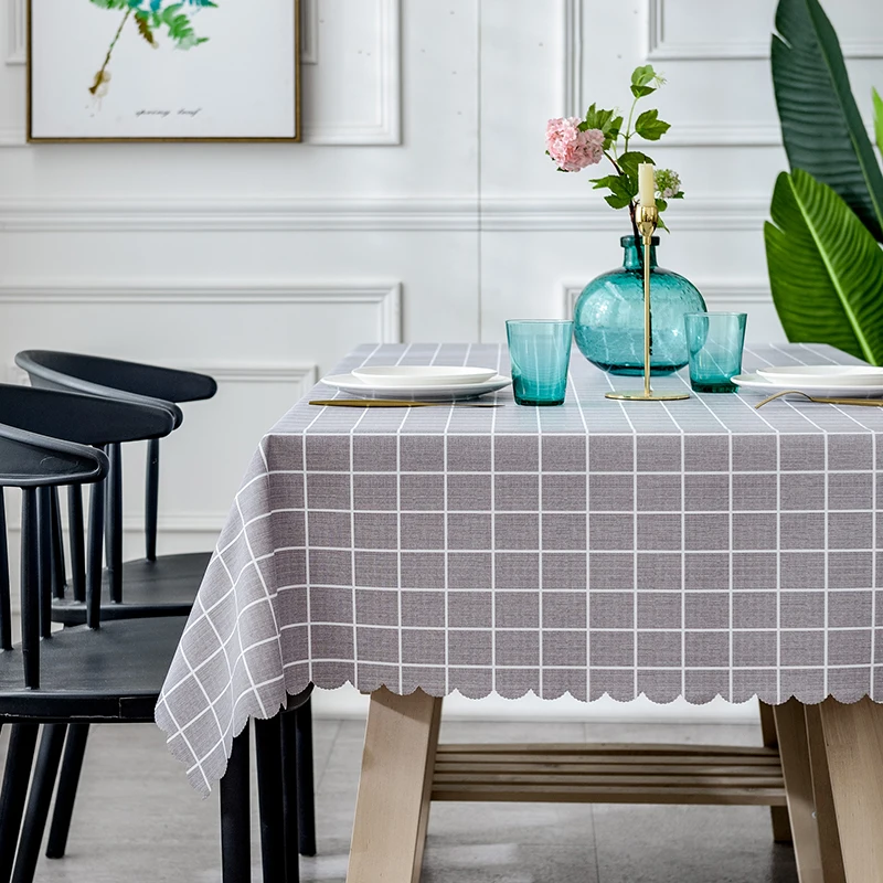 

Plaid Decorative PVC Tablecloth With Waterproof Oilproof Thick Rectangular Banquet Wedding Dining Table Cover Tea Table Cloth