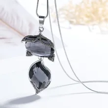

Special Fox Shaped Crystal Long Pendant Necklace Women Sweater Necklaces Wholesale Fashion Jewelry Cute Gift
