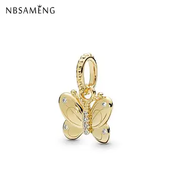 

Original 100% 925 Sterling Silver Beads Charm Gold Butterfly Dangle Charms Fit Bracelets & Bangles Women DIY Jewelry