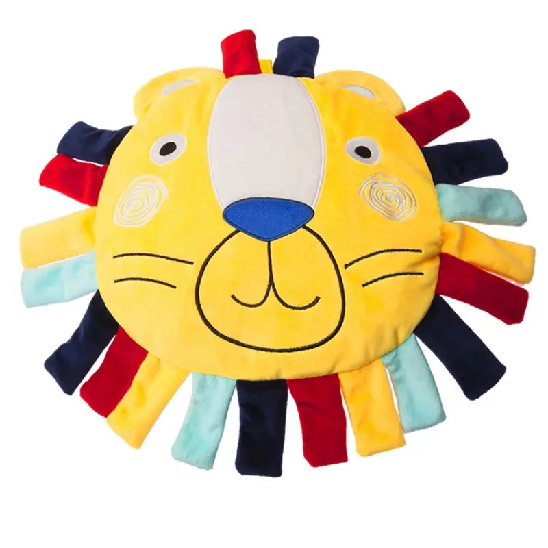 Baby Plush Toy Cartoon Lion Sleeping Comfort Pillow Newborn Pillow With Ring Paper Label Bell Baby Plush Toy Cartoon Lion Sleeping Comfort Pillow Newborn Pillow With Ring Paper Label Bell