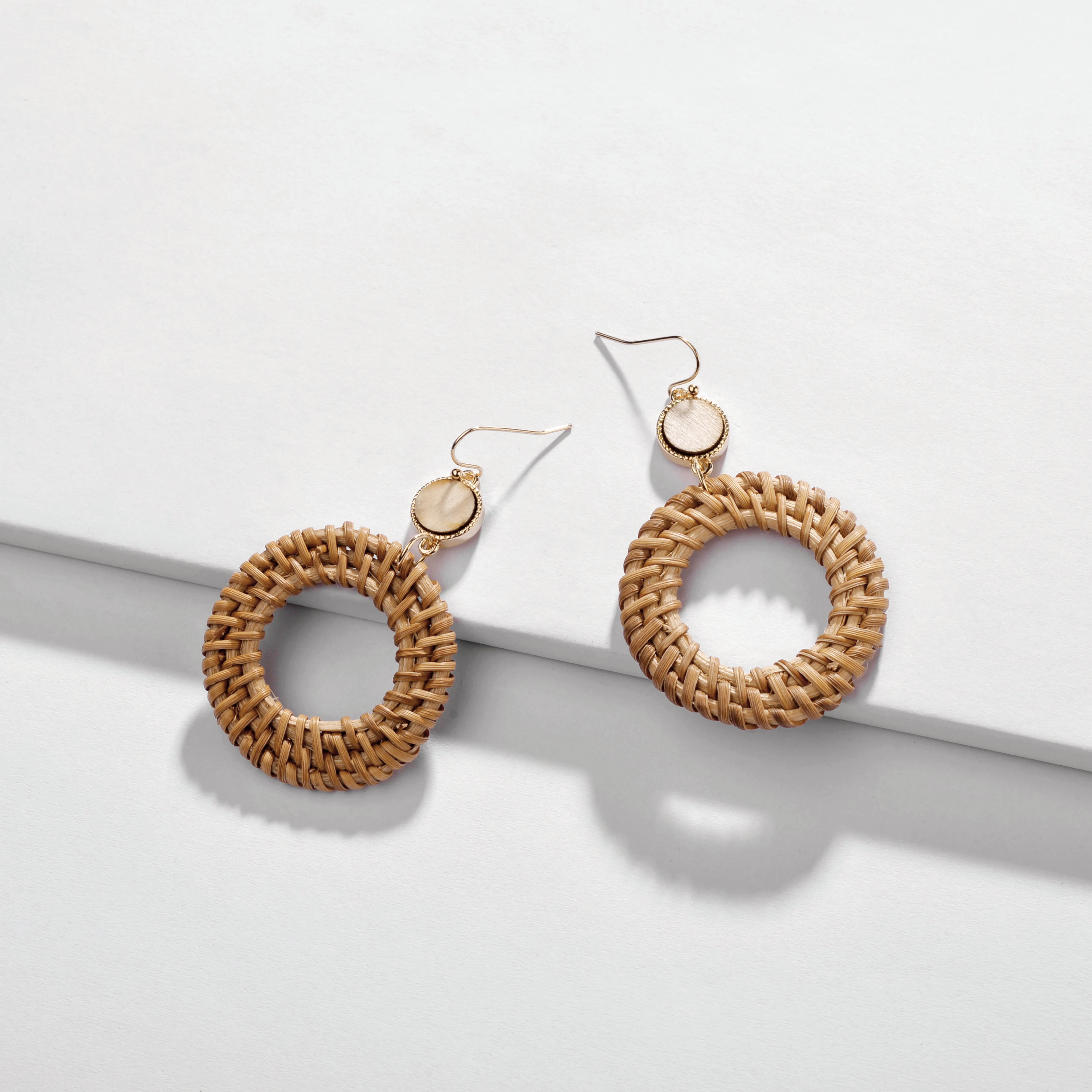

LUNA CHIAO Fashion Jewelry Handmade Braided Rattan Drop Statement Earrings Wood Dangle Earring for Women
