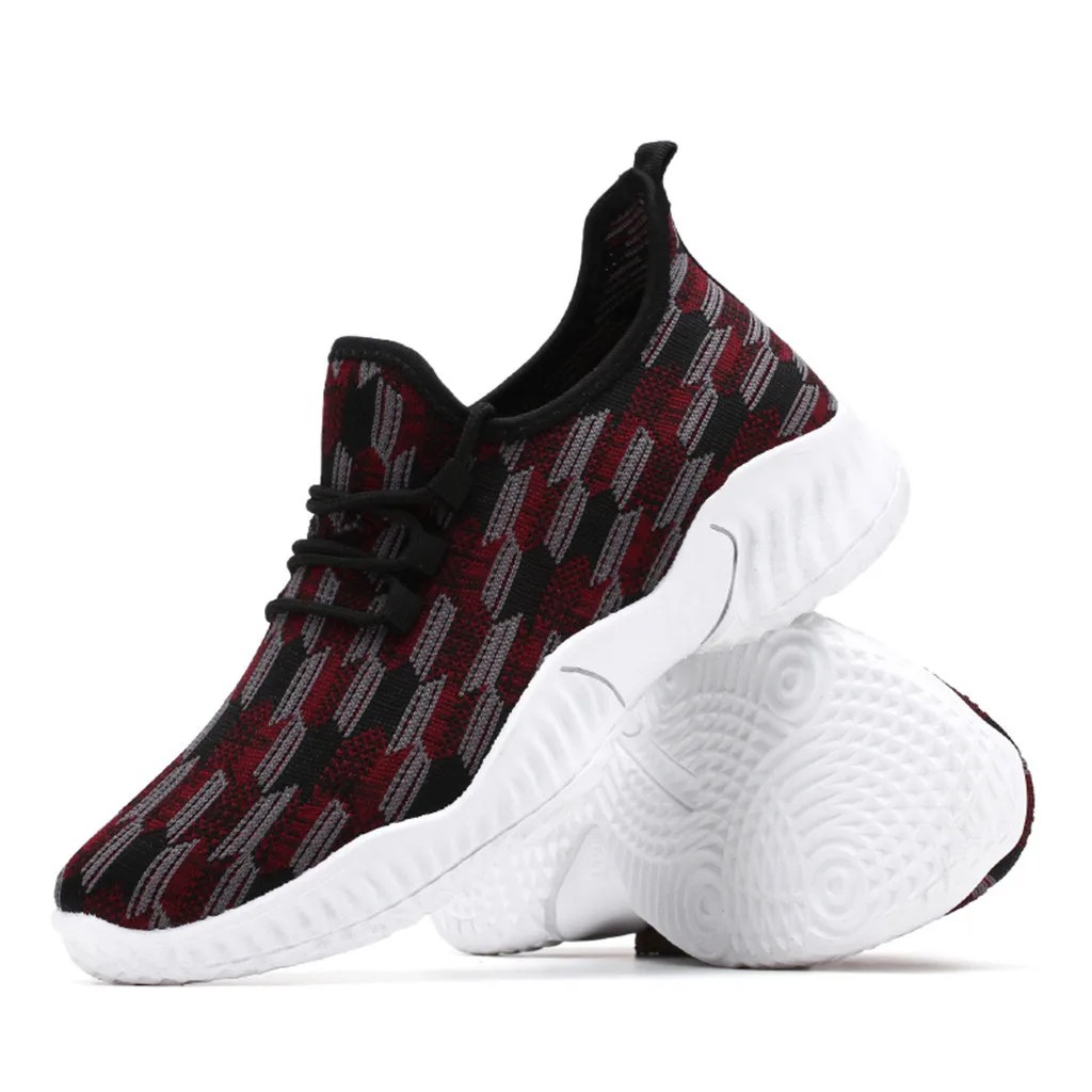

CHAMSGEND Men's Belt With Flying Woven Mesh breathable sneakers casual non-slip wearable comfortable fashion running shoes