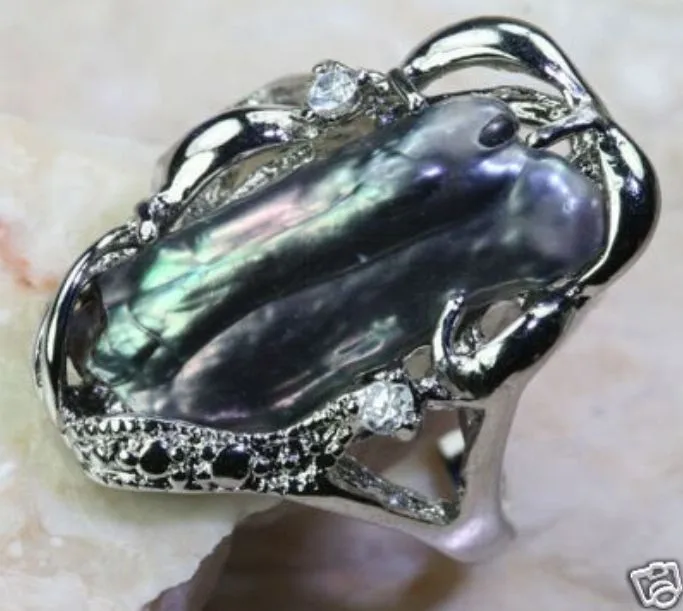 

FREE SHIPPING>>>@@ Beautiful cultured black biwa pearl bead ring (#6,7,8,9)