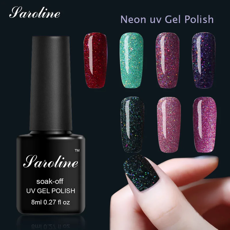 

Saroline Neon Glitter UV Gel Nail Polish for Nail Design Semi Permanent Lacquer Shilak Soak Off Gel Varnish Hybrid Gel Polish