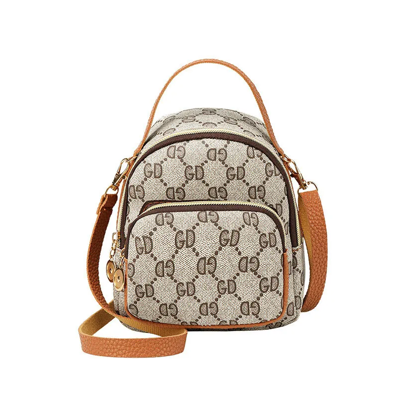 

Letter Decoration Female Bag Personality Multi-function Backpack Billiard Shoulder Slung Mobile Phone Lattice Small Bag 2019