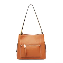 Women's new European and American fashion leather large-capacity handbag Vertical square leather Litchi zipper shoulder Messenge
