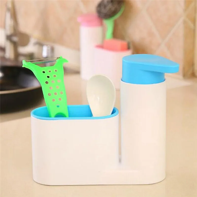 Kitchen Bathroom Liquid Detergent Storage Box With Brush Multifuction