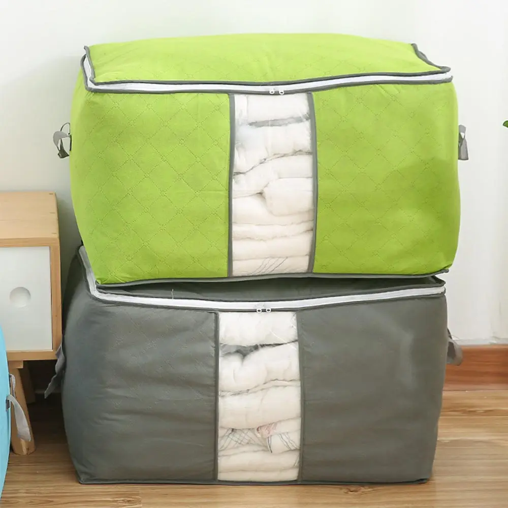 2019 New Quilt Storag Home Storage Organizer Portable Anti-dust Wardrobe Bamboo Clothes Bag Pouch Storage Box