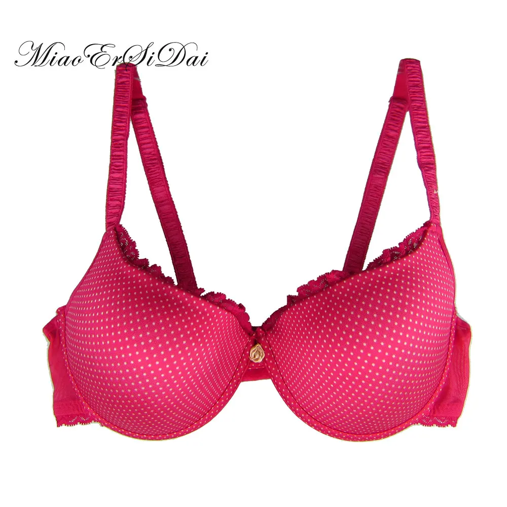 

MiaoErSiDai Plus size bras for women dark blue/rose red/black color have 32B/34B36B32C/34C/36D cup ladies bra 3/4 cup