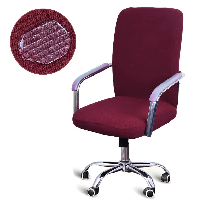 Жаккардовая ткань, водонепроницаемый чехол для офисного стула, эластичное компьютерное кресло, чехлы для сидений, подлокотники, чехлы для стульев, не включая стул - Цвет: Wine