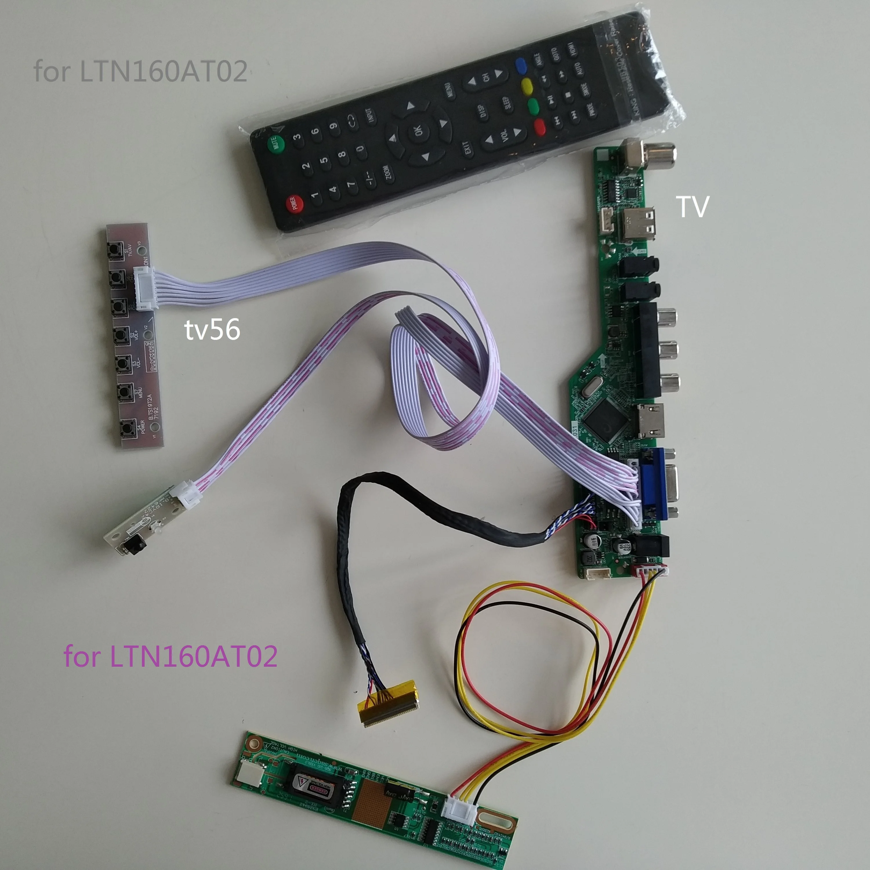 

AV AUDIO USB LCD LED VGA TV HDMI Controller driver Board kit display 30pin For LTN160AT02 1366X768 16.0"