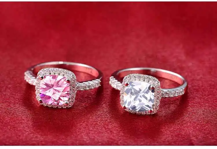 925 пробы серебряные обручальные кольца для помолвки, розовые, синие, для женщин, золотые,, ювелирные изделия на палец, Одноцветный дизайн, R820
