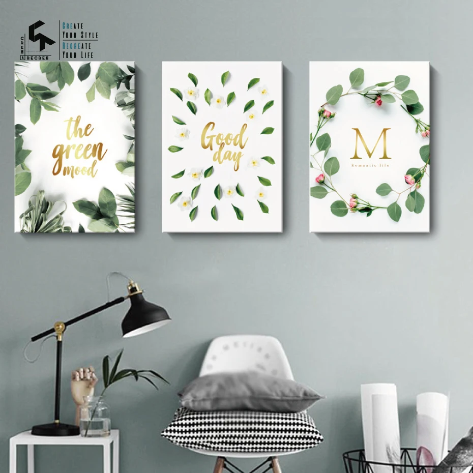 

CREATE&RECREATE Nordic Poster Plant Quote Posters And Prints Wall Art Canvas Oil Painting Home Decorative Pictures CR1810110017