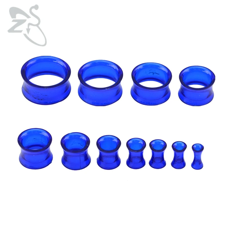 Simple Design Ear Expander Piercings Jewelry Clear Blue Acrylic Hollow
