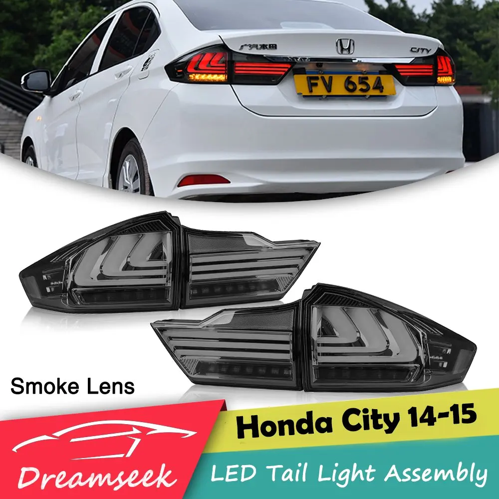 Красный светодиодный задний блок освещения для Honda City Стоп сигнал поворота лампы - Цвет: Черный