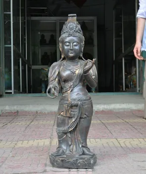 

wedding decoration Tibet Buddhism copper bronze station Kwan-yin Guanyin Bodhisattva Buddha statue