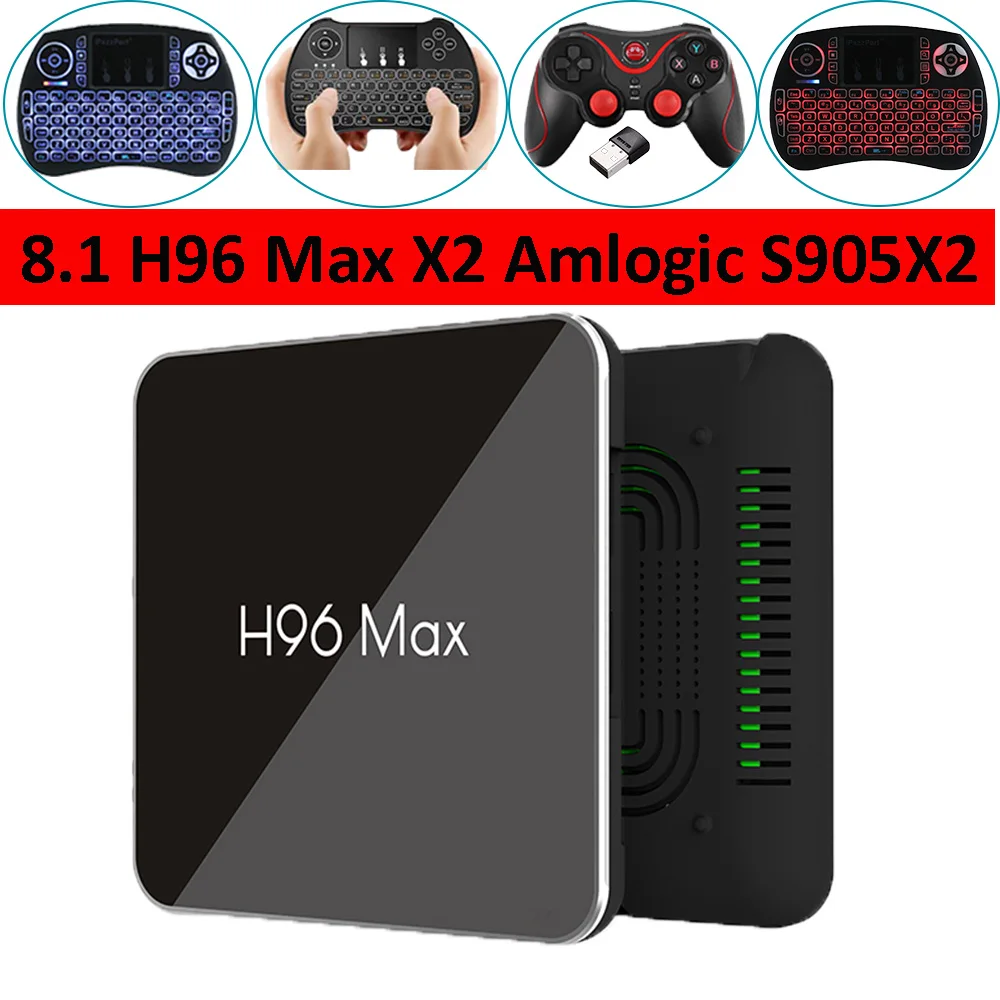 

H96 Max X2 TV Box Android 8.1 S905X2 Quad Core 4GB DDR4 32GB 64GB 2.4G 5G WiFi USB3.0 100M LAN HD 2.1 telligent Network Player